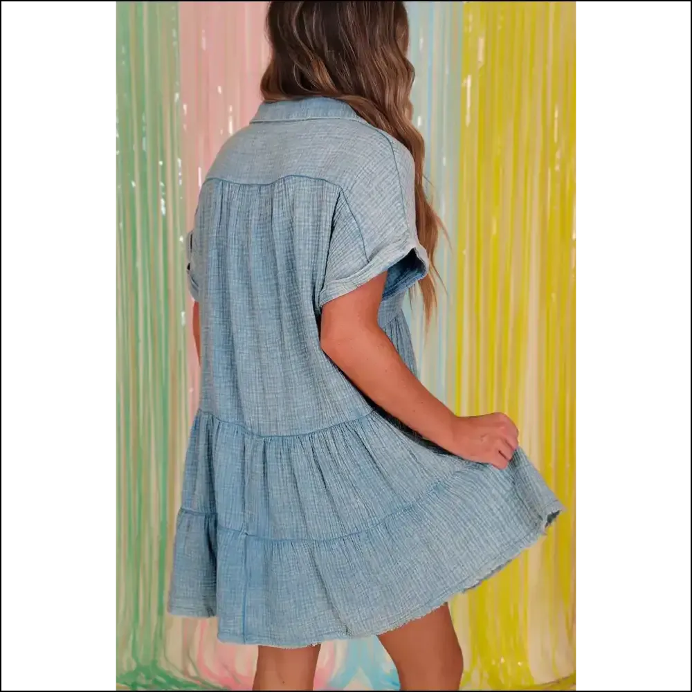 Beau Blue Crinkle Split Neck Dress: Dress , Slay Harder 💙 Needful Things