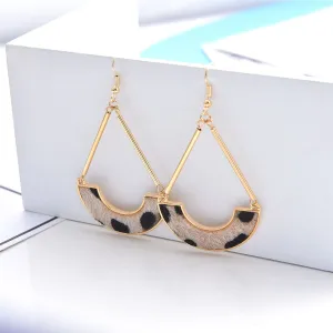 Beige Polyurethane & 18K Gold-Plated Leopard Curve Drop Earrings