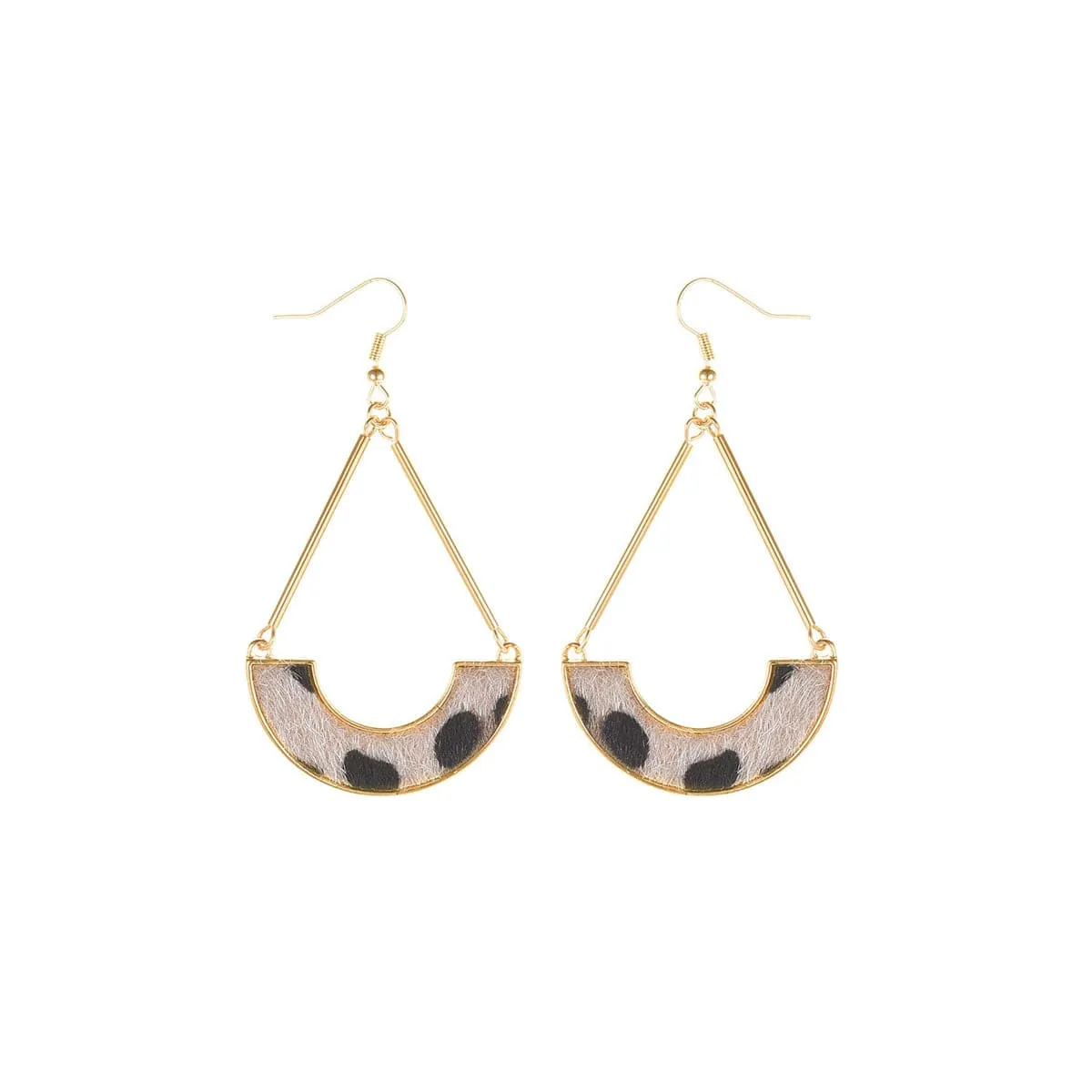 Beige Polyurethane & 18K Gold-Plated Leopard Curve Drop Earrings
