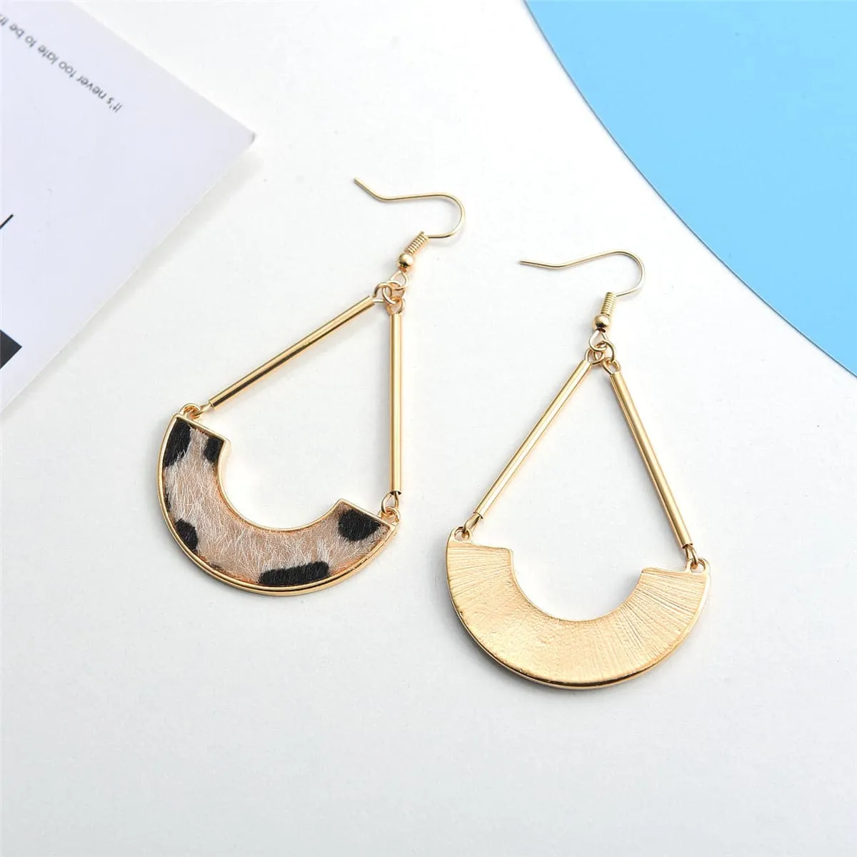Beige Polyurethane & 18K Gold-Plated Leopard Curve Drop Earrings