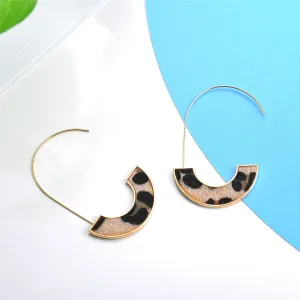 Beige Polyurethane & 18K Gold-Plated Leopard Hook Drop Earrings