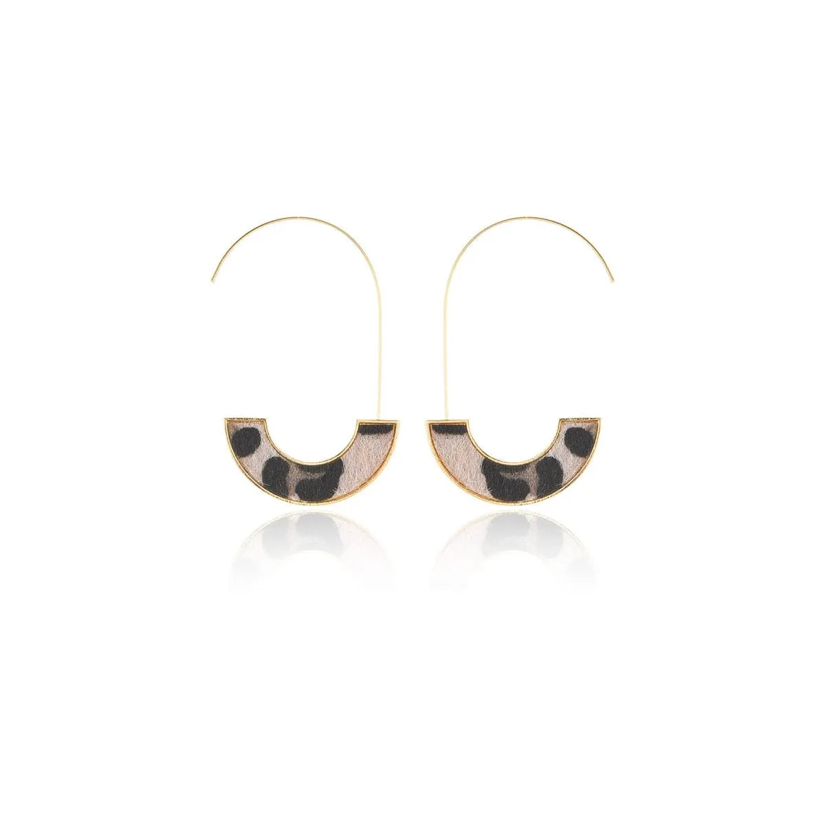 Beige Polyurethane & 18K Gold-Plated Leopard Hook Drop Earrings