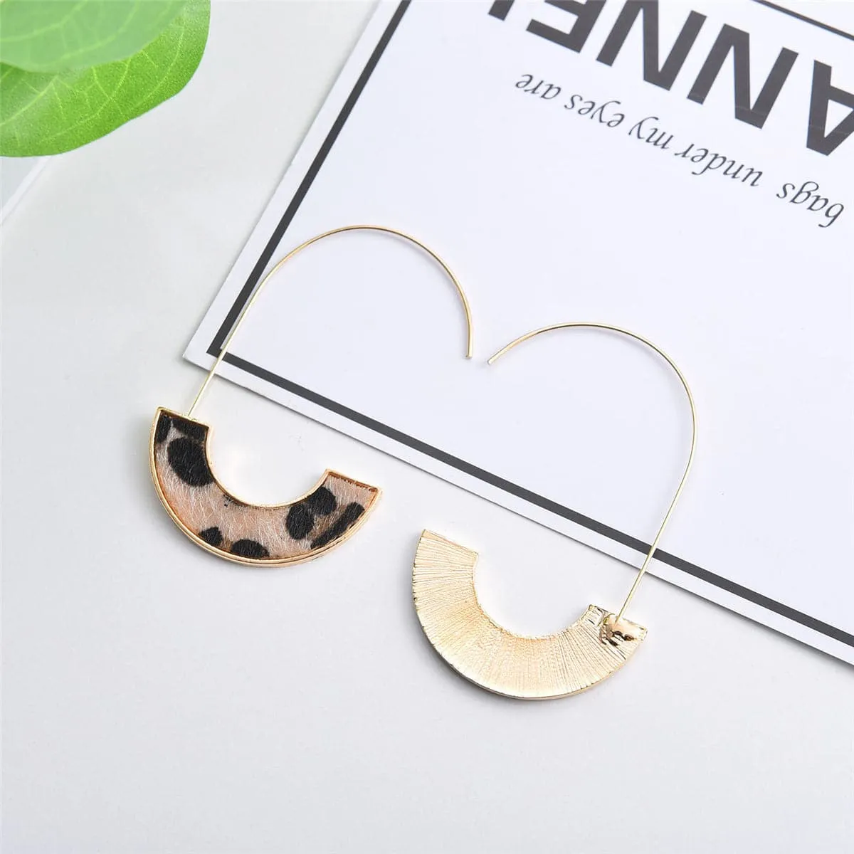 Beige Polyurethane & 18K Gold-Plated Leopard Hook Drop Earrings