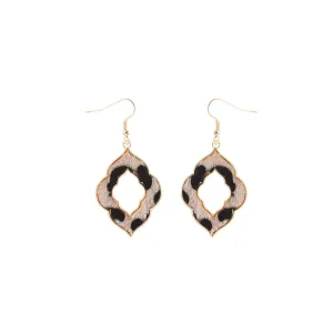 Beige Polyurethane & 18K Gold-Plated Leopard Lattice Drop Earrings