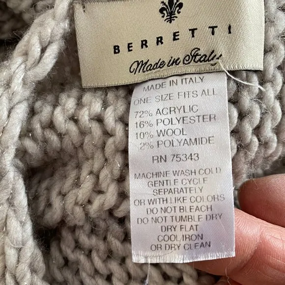 Berretti Italy cropped dolman sleeve sweater Womens One Size loose soft luxury