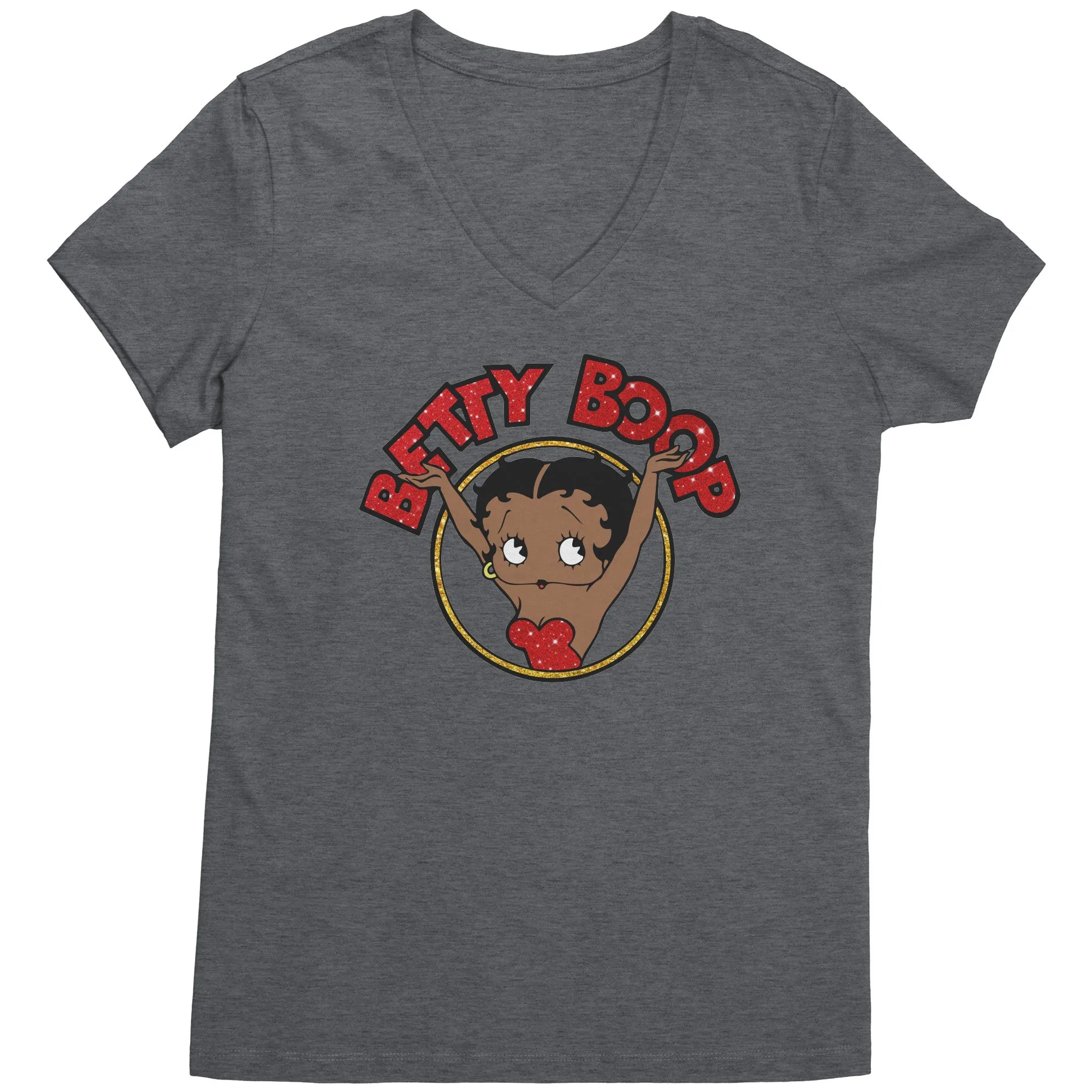 Betty Boop V-Neck Shirt, Cute Graphic Tee, Betty Boop T-Shirt, Women's Black Top, Christmas Gift for Her, Womens Clothing, Fun Retro Shirt
