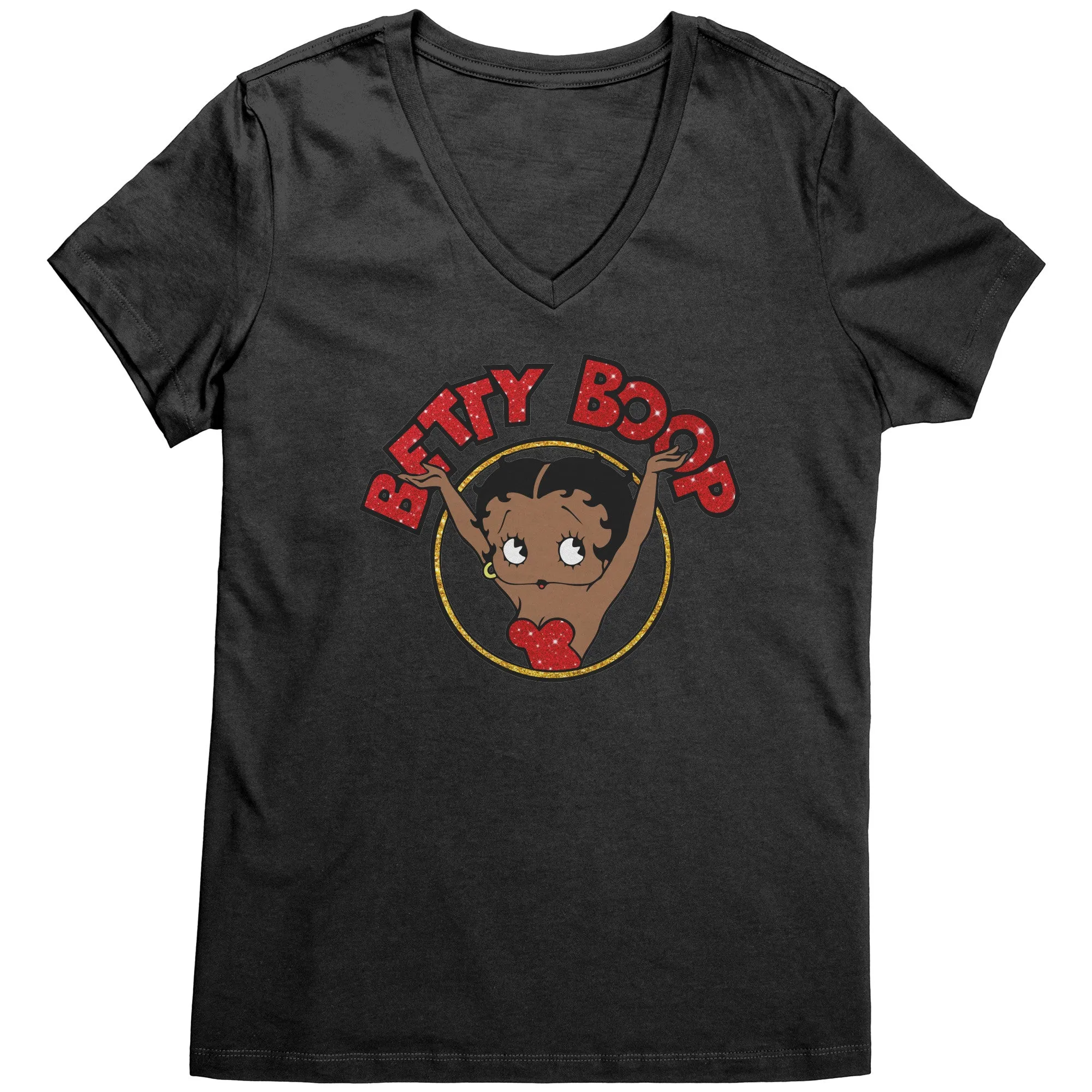Betty Boop V-Neck Shirt, Cute Graphic Tee, Betty Boop T-Shirt, Women's Black Top, Christmas Gift for Her, Womens Clothing, Fun Retro Shirt