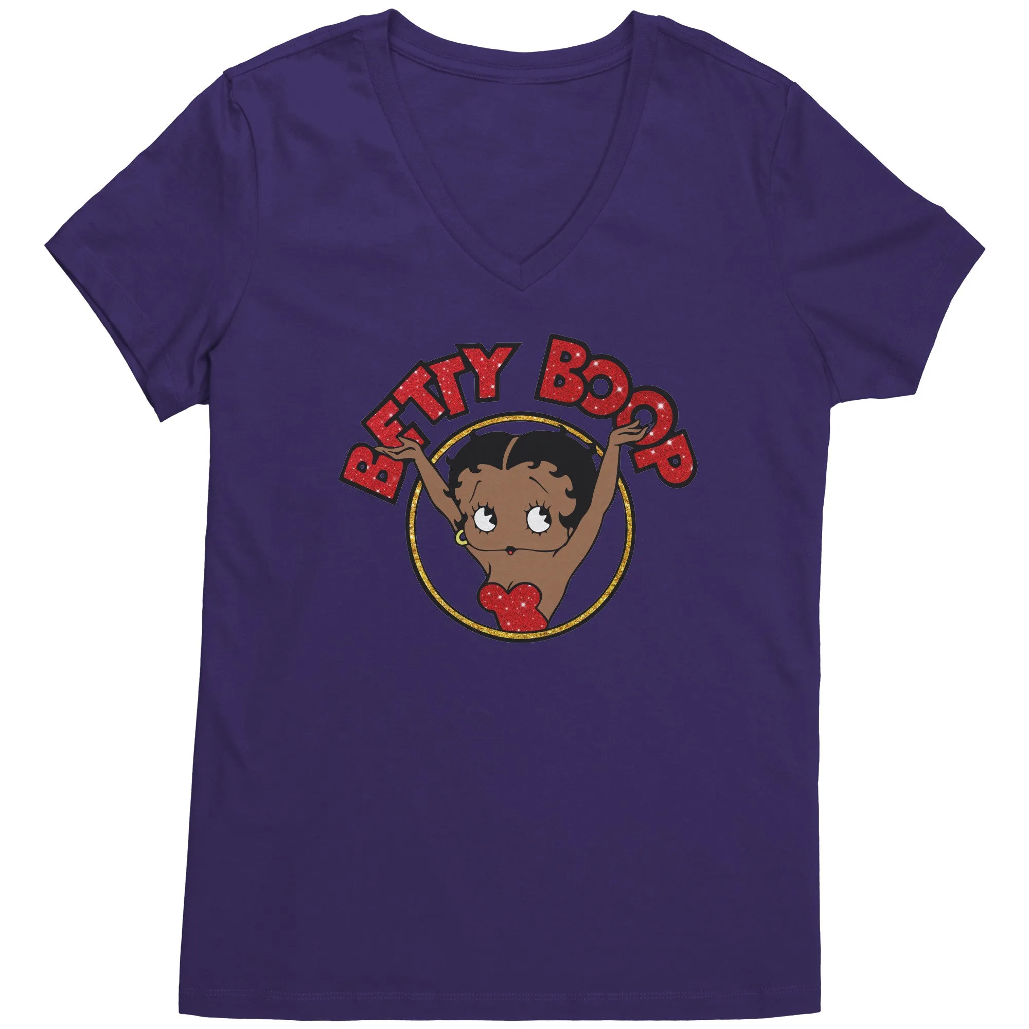 Betty Boop V-Neck Shirt, Cute Graphic Tee, Betty Boop T-Shirt, Women's Black Top, Christmas Gift for Her, Womens Clothing, Fun Retro Shirt