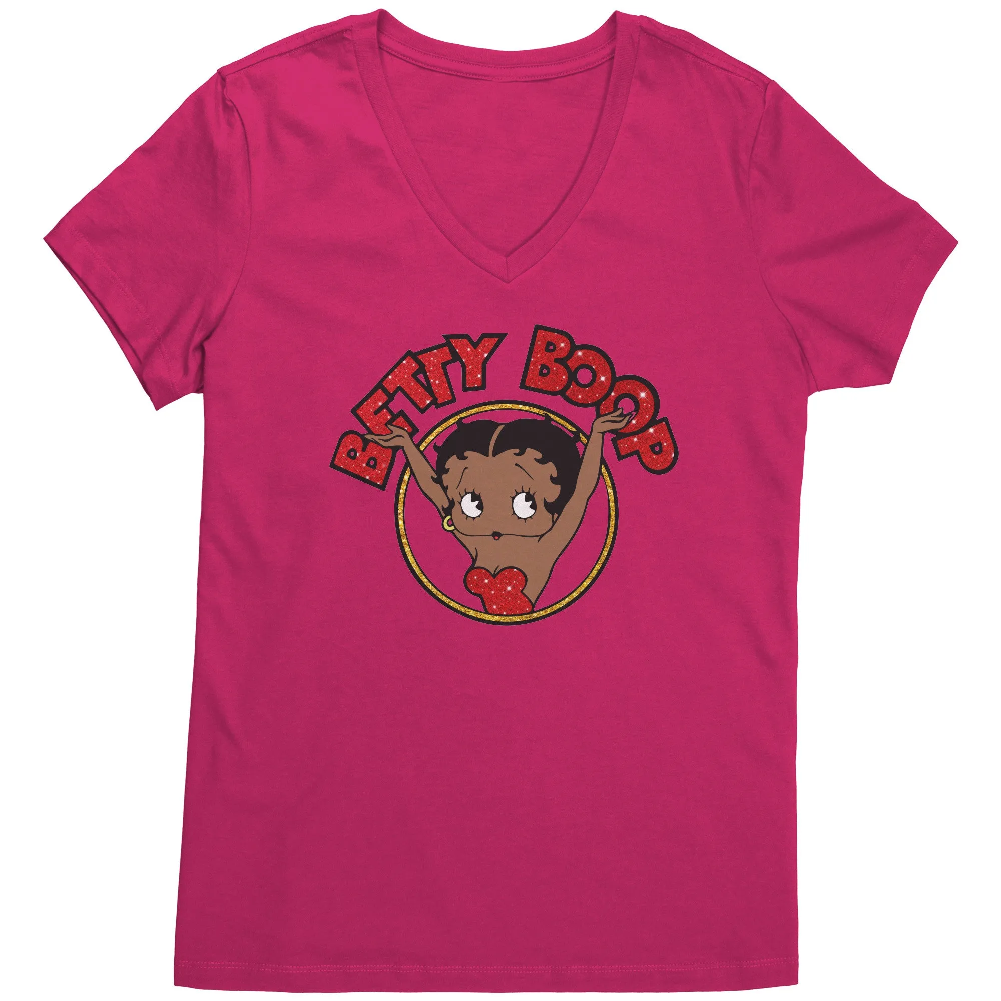 Betty Boop V-Neck Shirt, Cute Graphic Tee, Betty Boop T-Shirt, Women's Black Top, Christmas Gift for Her, Womens Clothing, Fun Retro Shirt