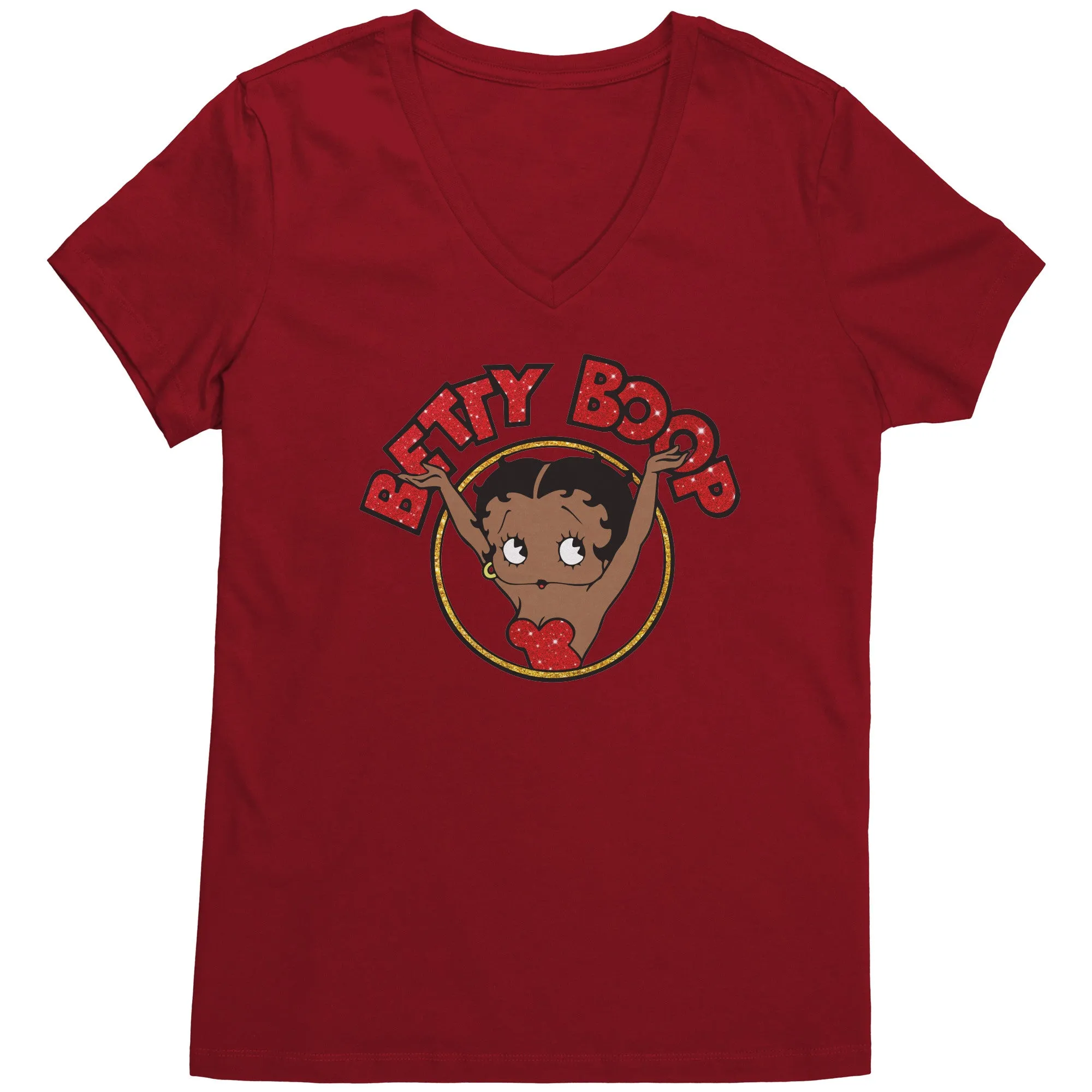 Betty Boop V-Neck Shirt, Cute Graphic Tee, Betty Boop T-Shirt, Women's Black Top, Christmas Gift for Her, Womens Clothing, Fun Retro Shirt