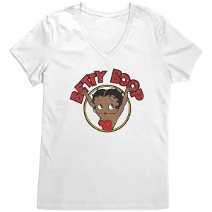 Betty Boop V-Neck Shirt, Cute Graphic Tee, Betty Boop T-Shirt, Women's Black Top, Christmas Gift for Her, Womens Clothing, Fun Retro Shirt