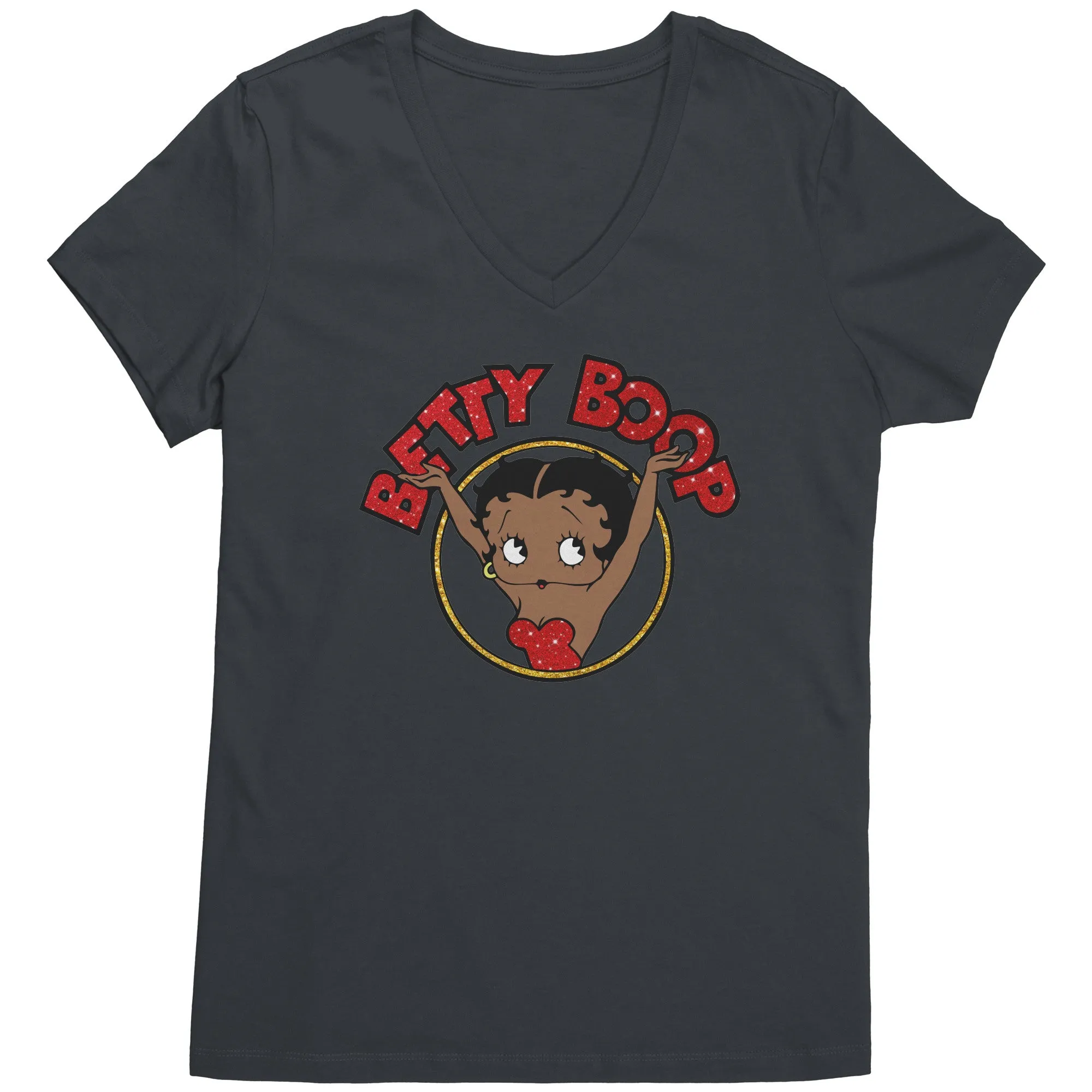 Betty Boop V-Neck Shirt, Cute Graphic Tee, Betty Boop T-Shirt, Women's Black Top, Christmas Gift for Her, Womens Clothing, Fun Retro Shirt