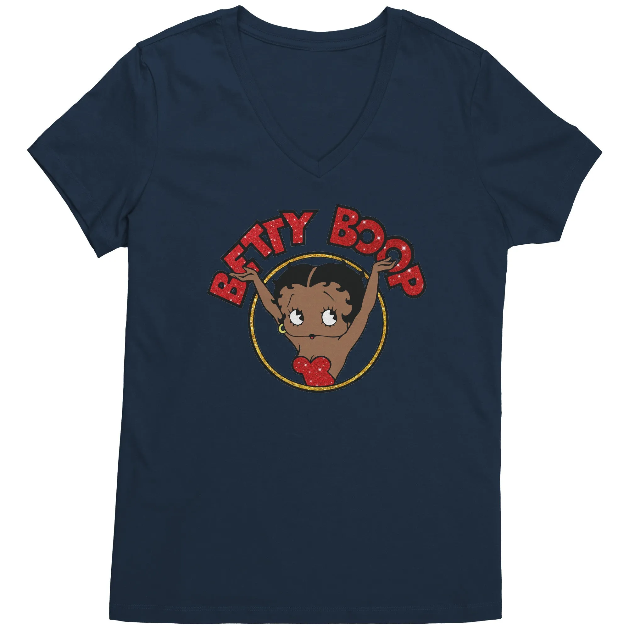 Betty Boop V-Neck Shirt, Cute Graphic Tee, Betty Boop T-Shirt, Women's Black Top, Christmas Gift for Her, Womens Clothing, Fun Retro Shirt