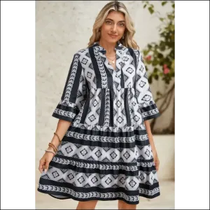 Black Abstract Print Boho Dress: Dress Like you Own the Place  😈 Needful Things