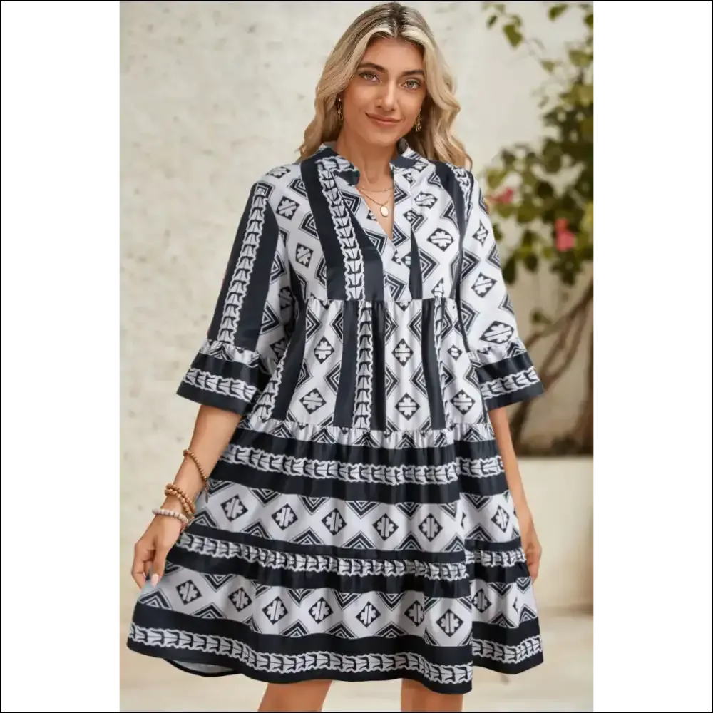 Black Abstract Print Boho Dress: Dress Like you Own the Place  😈 Needful Things