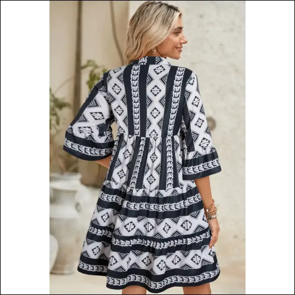Black Abstract Print Boho Dress: Dress Like you Own the Place  😈 Needful Things