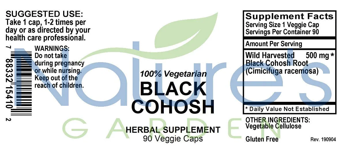 Black Cohosh - 90 Veggie Caps with 500mg Wild Black Cohosh Root