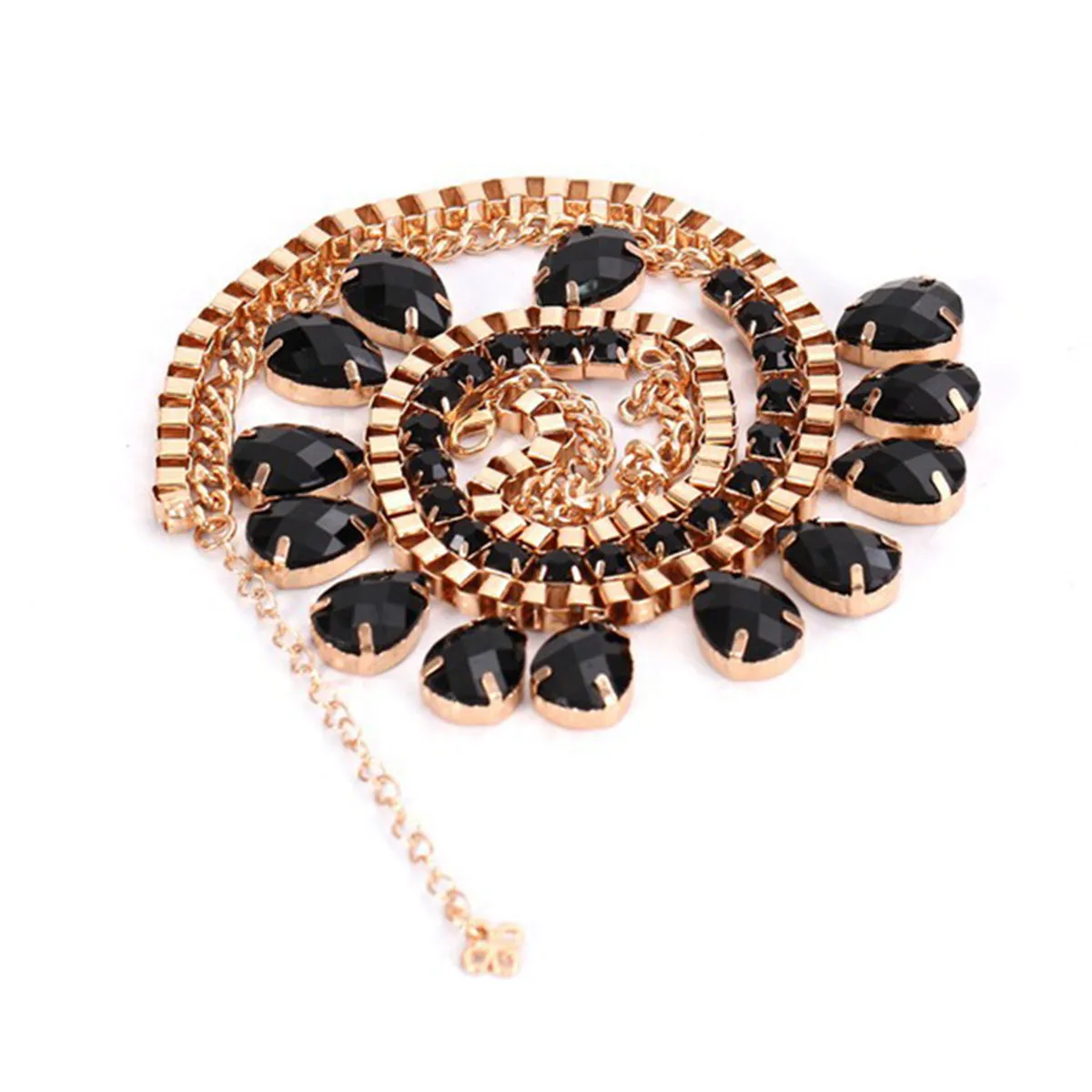 Black Crystal & Cubic Zirconia Station Necklace