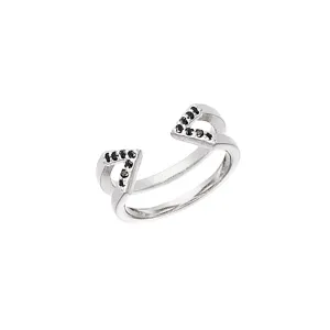 Black Diamond Dagger Ring - Midi | White Gold