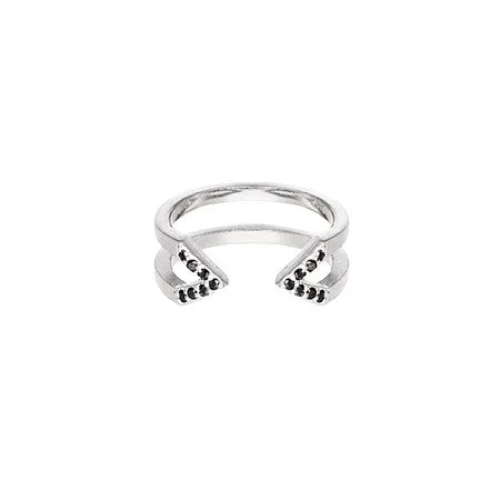 Black Diamond Dagger Ring - Midi | White Gold