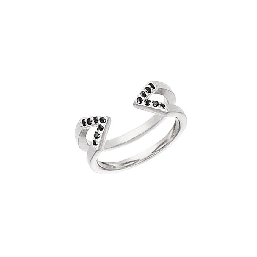 Black Diamond Dagger Ring - Midi | White Gold
