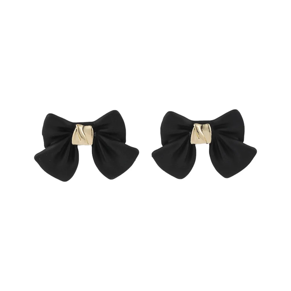 Black Enamel & 18K Gold-Plated Bow Stud Earrings
