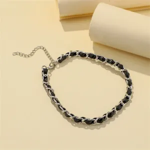 Black Polystyrene & Silver-Plated Cable Chain Choker Necklace