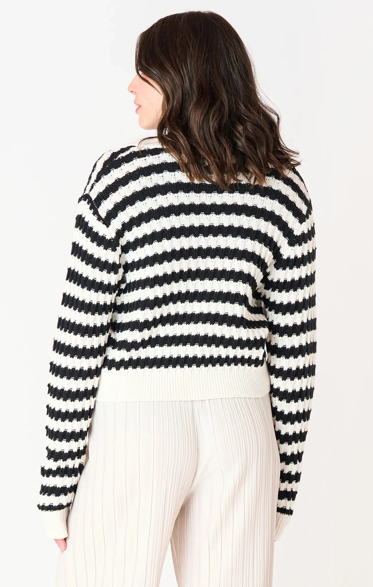 BLACK TAPE- WOMEN'S STRIPED CARDIGAN