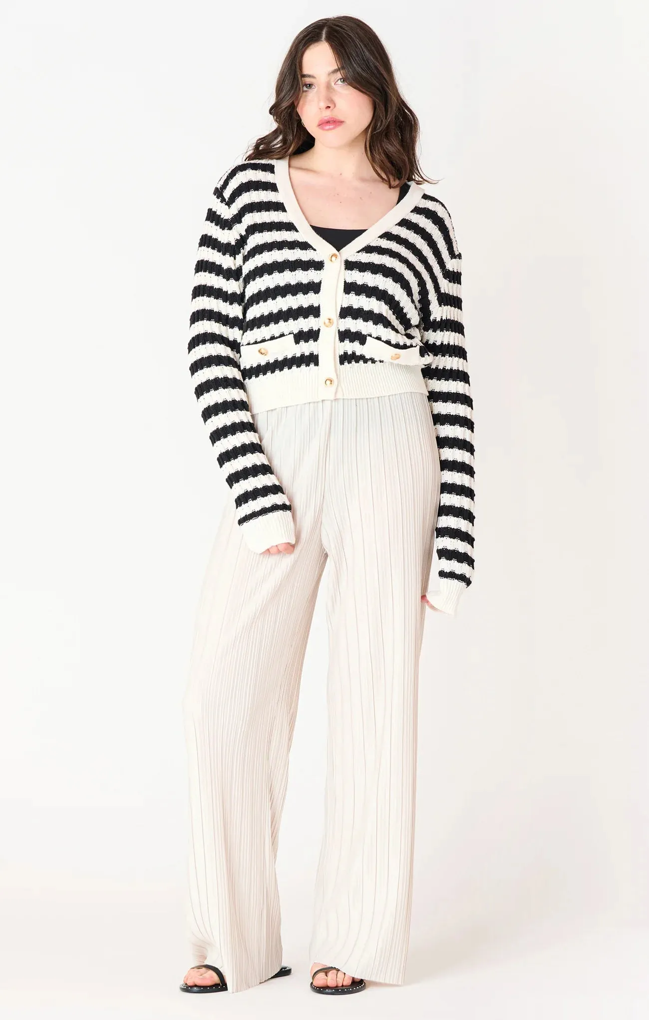 BLACK TAPE- WOMEN'S STRIPED CARDIGAN