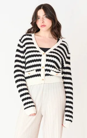 BLACK TAPE- WOMEN'S STRIPED CARDIGAN