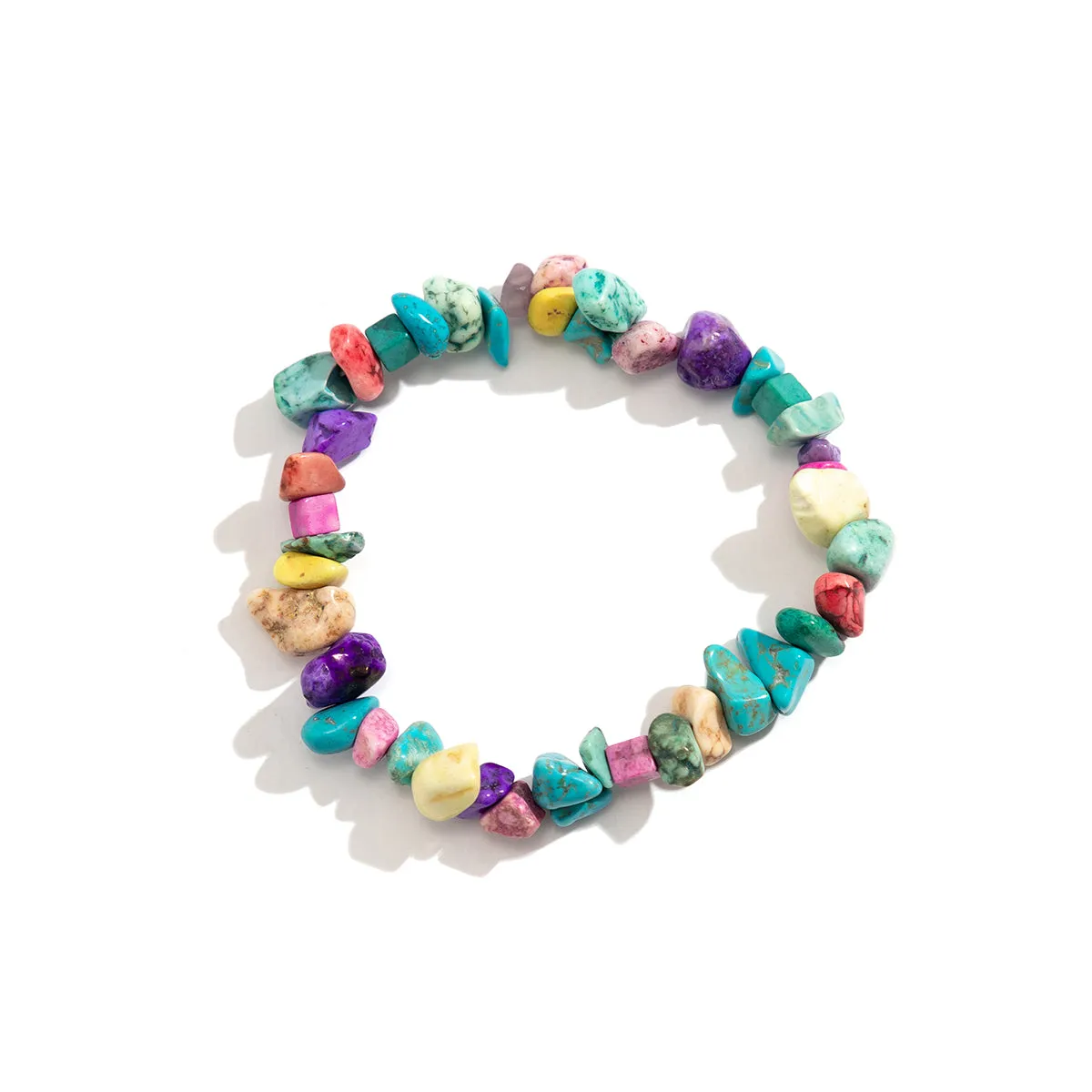 Blue & Purple Turquoise Beaded Stretch Bracelet