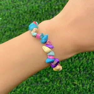 Blue & Purple Turquoise Beaded Stretch Bracelet