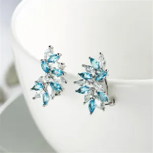 Blue & White Crystal Wing Marquise-Cut Stud Earrings