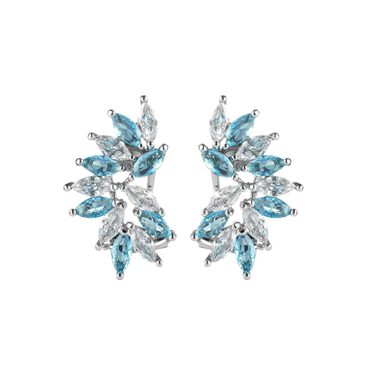 Blue & White Crystal Wing Marquise-Cut Stud Earrings