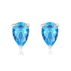 Blue Crystal & Silver-Plated Pear-Cut Stud Earrings