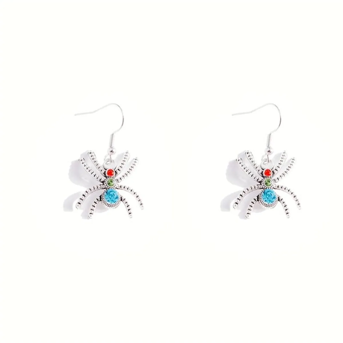 Blue Cubic Zirconia & Silver-Plated Spider Drop Earrings