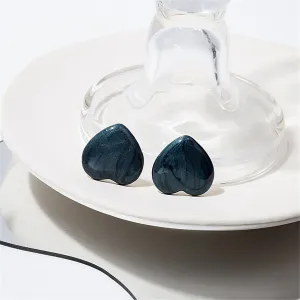 Blue Enamel & 18K Gold-Plated Upside-Down Heart Stud Earrings