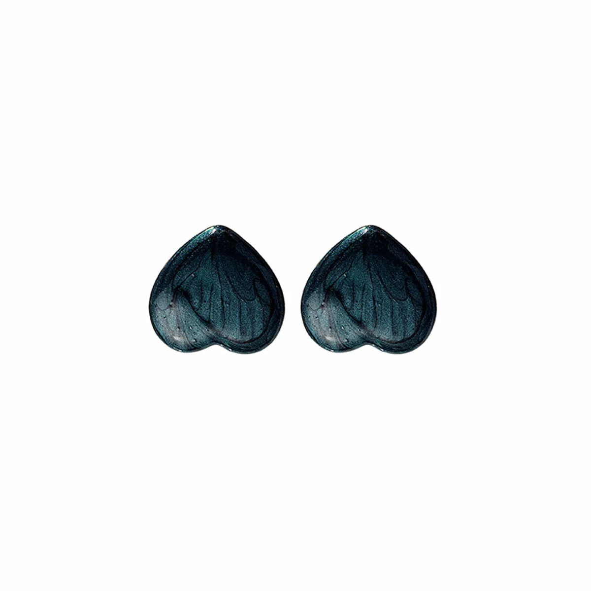 Blue Enamel & 18K Gold-Plated Upside-Down Heart Stud Earrings