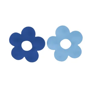 Blue Enamel & Silver-Plated Open Flower Stud Earrings