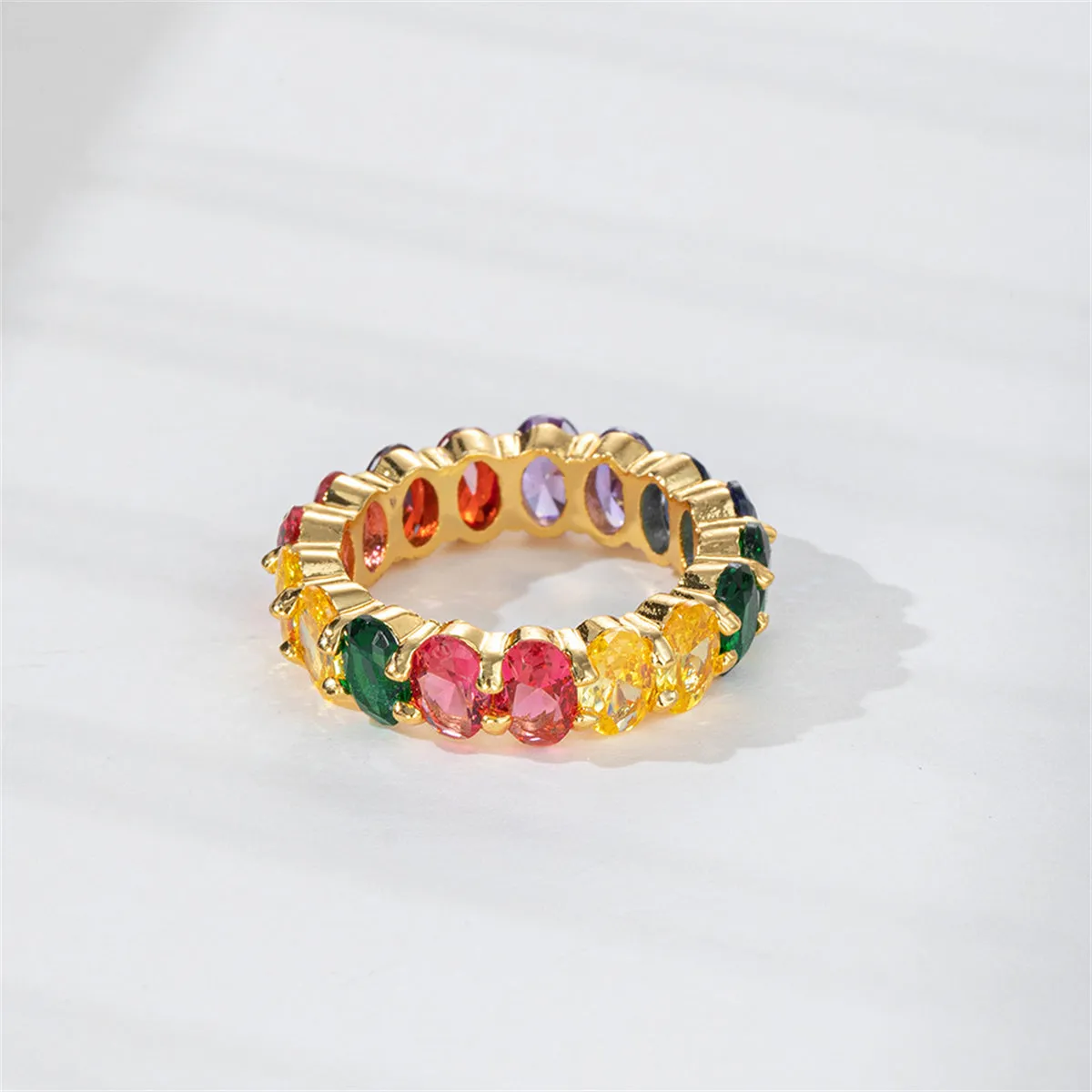 Blue Multicolor Crystal & 18K Gold-Plated Rainbow Band