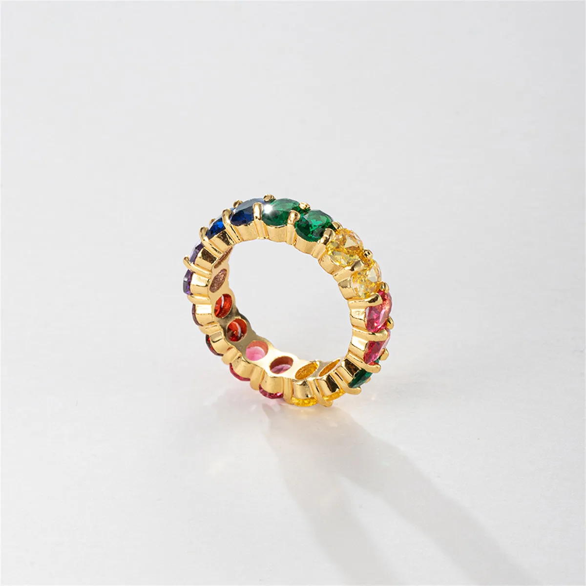 Blue Multicolor Crystal & 18K Gold-Plated Rainbow Band