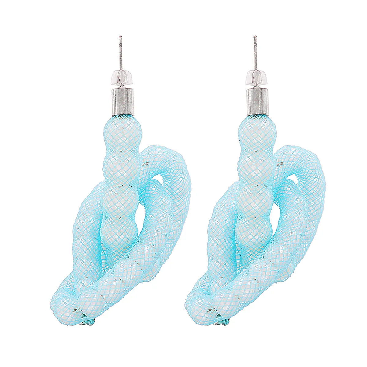 Blue Pearl Knot Stud Earrings