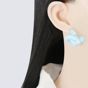 Blue Pearl Knot Stud Earrings