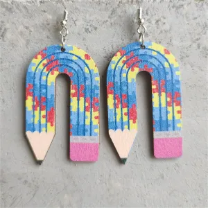 Blue Wood & Silver-Plated Pencil Drop Earrings