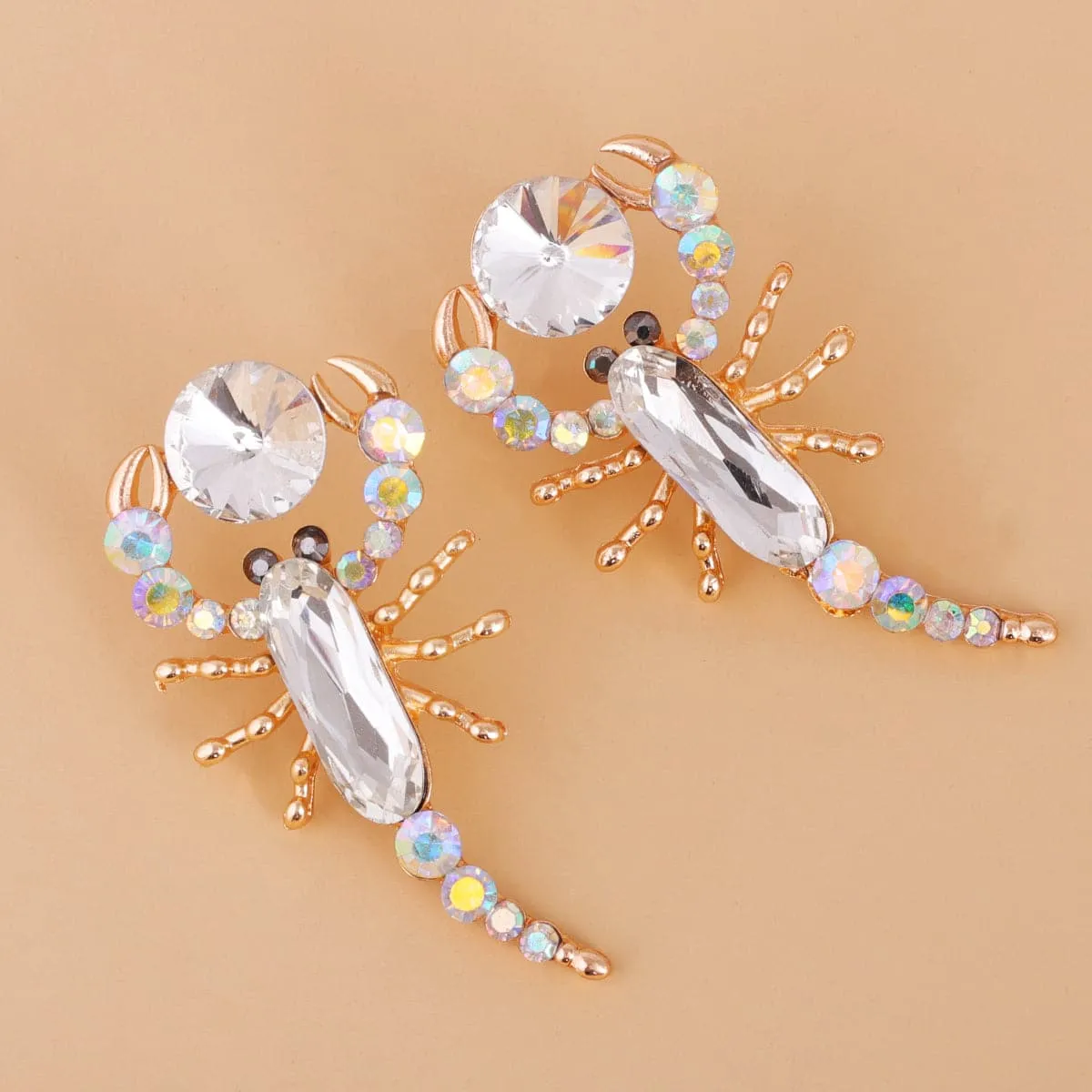 Blush Pastel Crystal & Cubic Zirconia Scorpion Stud Earrings