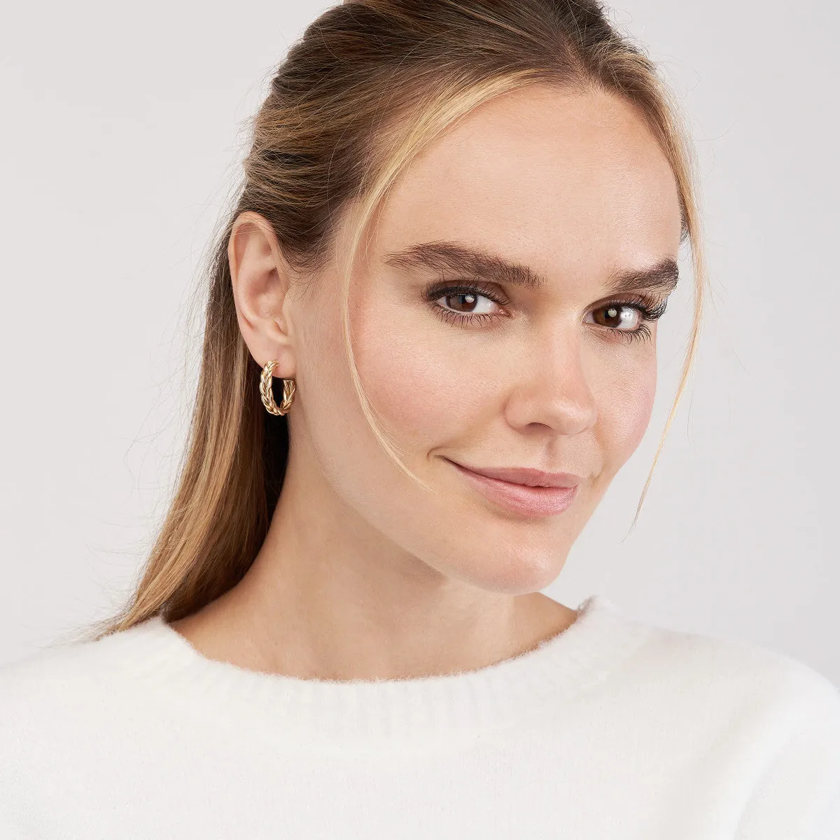 Braided J Hoop Earrings