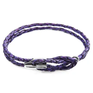 Braided Leather & Silver Purple Bracelet