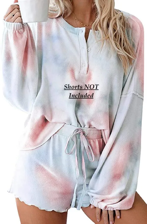 Brand new Yusongirl Women's Tie Dye Loose Fit Loungewear Top, Sz L! Shorts Not included