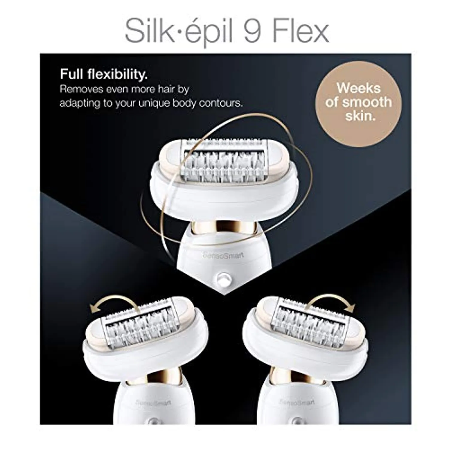 Braun Epilator Silk-épil 9 9-020 with Flexible Head, Facial Hair Removal for Women, Shaver & Trimmer, Cordless, Rechargeable, Wet & Dry, Beauty Kit with Body Massage Pad