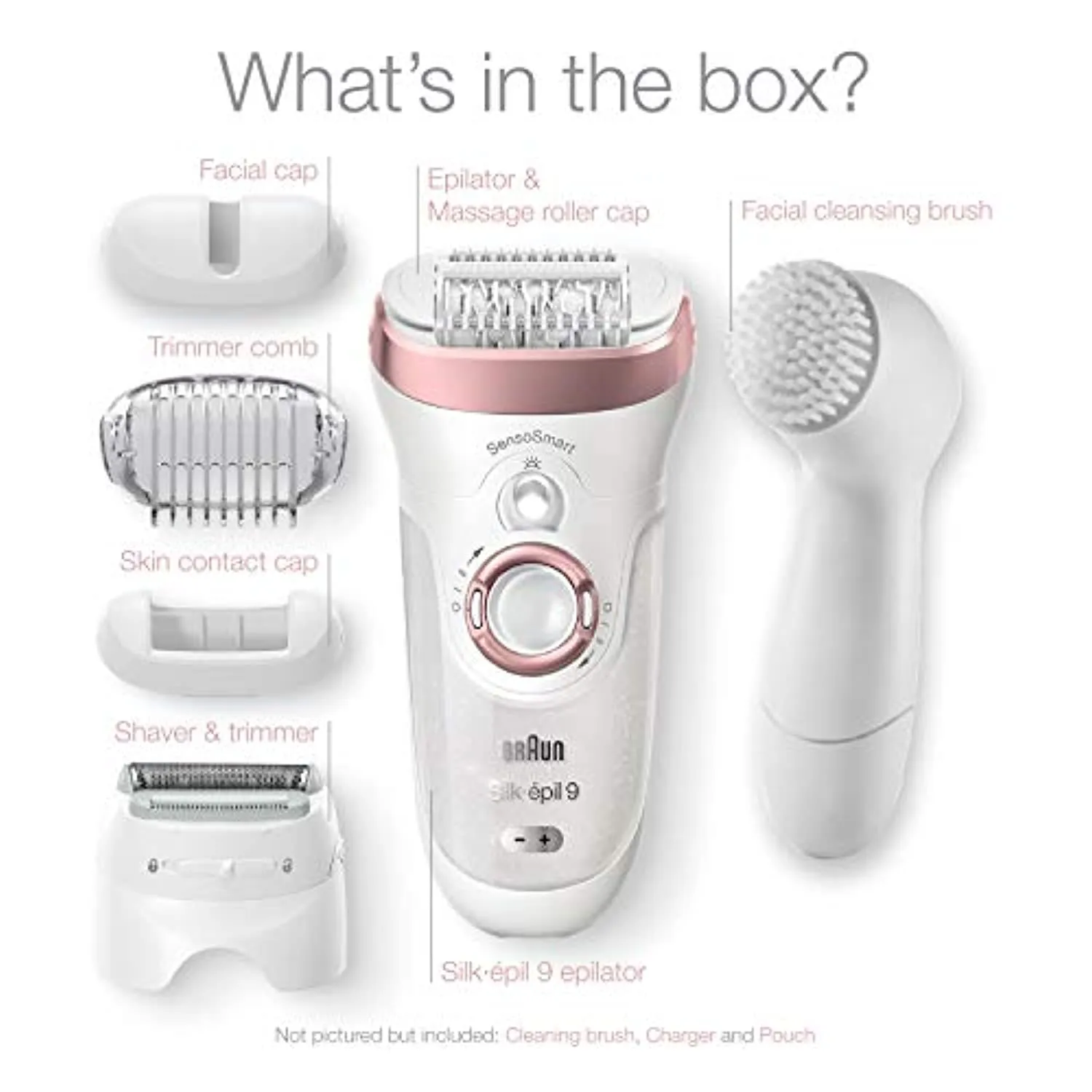 Braun Epilator Silk-épil 9 9-880, Facial Hair Removal for Women, Ease Makeup Application, Wet & Dry, Facial Cleansing Brush, Women Shaver & Trimmer, Cordless, Rechargeable, Beauty Kit, Gift for Women